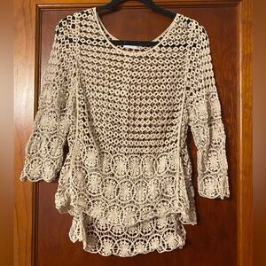 Elegant Beige Crochet Blouse